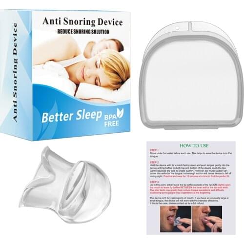 Anti Snoring Tongue Device Sleep Medical Silicone Apnea Aid Snore Stopper Tongue Mouthpiece Stop Snoring Mouth Guard Grind