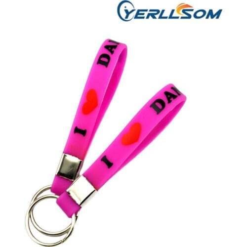 YERLLSOM 200PCS/lot Free Shipping Customized Silicone keychain with printed 1 Color writing or logo for promotional gifts YK002