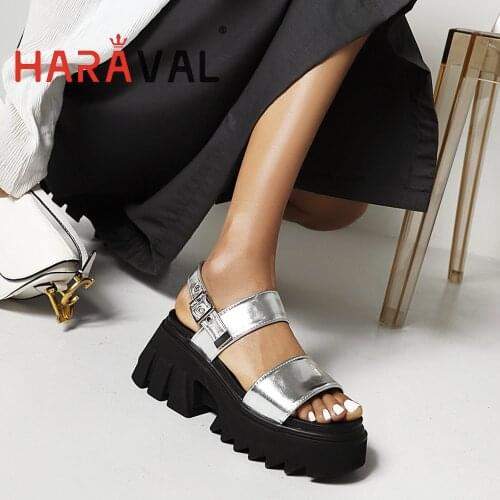 Women Sandals Shoes High Heels Casual Waterproof Platform Concise Solid Y2K Height Increasing Black Sliver Thick Bottom B209