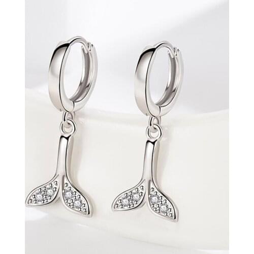 KOFSAC Silver Color Zircon Earrings Women Jewelry Gift Mermaid Tail Earring Fashion Girl Valentines Day accessories Daily Wear