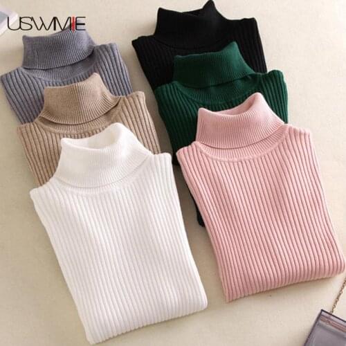 Turtleneck Sweater Women Long Sleeve Slim Solid Color Small Fresh High Elasticity Comfortable Knitting Basic Bottoming Pullover