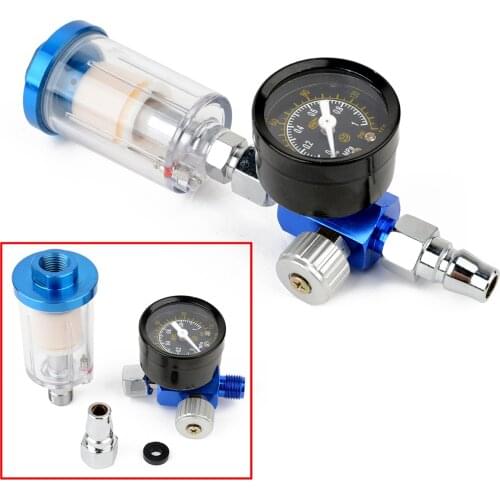 1Pcs New Scratch Air Pressure Regulator Gauge Spray Tool & In-Line Water Trap Filter Pneumatic Tool 1/4" Thread