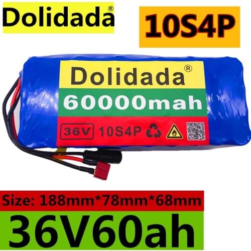 100% Original 36V battery 10S4P 60Ah battery pack 1000W high power battery 42V 60000mAh Ebike electric bike BMS