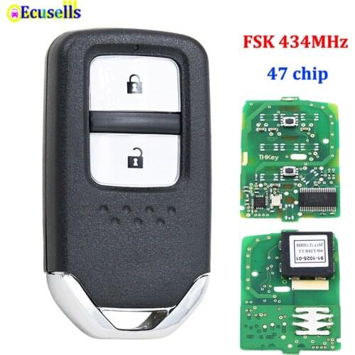 2 Button Remote Key FSK 434MHZ ID47 Chip for Honda CR-V HR-V Jazz City FCC ID: KR5V2X 72147-T5A-G01