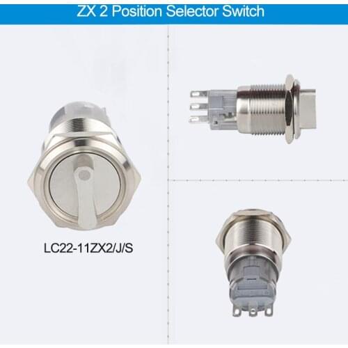 22mm 1NO1NC 2Position And 3Position Knob Selection, Rotation Switch, Car Horn Switch, Headlight Modification Metal Switch