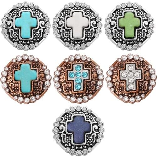5pcs/lot New Religion Cross Snap Button Jewelry Rhinestone Crystal 18mm Metal Snap Buttons Fit Snap Bracelet Button Jewelry
