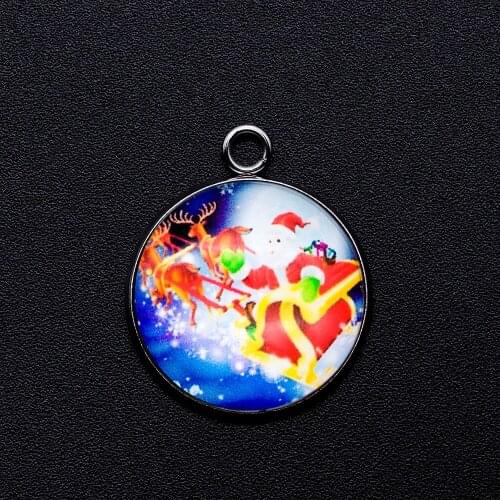 5pcs/lot Merry Christmas Santa Cabochon Jewelry Pendant DIY Charms Wholesale Bracelet Making Charm Jewellery Supplies