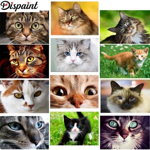 Dispaint Diamond Embroidery DIY Diamond Painting Cross Stitch Kit "Animal cat landscape" 5D Needlework Diamond Home Decoration