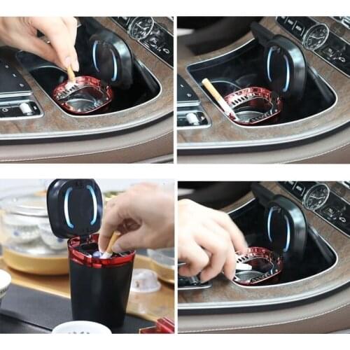 Car LED Ashtray with Detachable Lid Creative Portable Ashtrays with LED Light Decorative, Coin Storage Cup Container Cigar 1XCF
