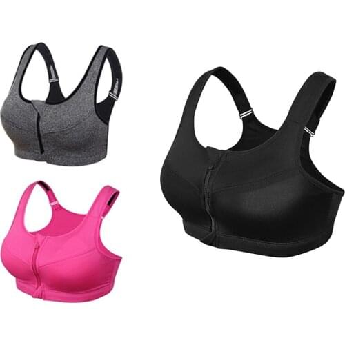 3PCS Plus Size 5XL Women Zipper Push Up Sports Bras Vests Underwear Shockproof Breathable Gym Fitness Athletic Running Yoga Tops