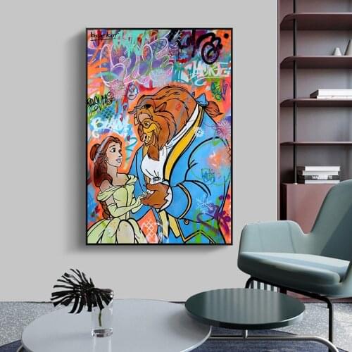 Disney Fugitive Princess Graffiti Street Art Print Canvas Print Poster Animal Art Canvas Painting Poster Art Boy Girl Home Decor