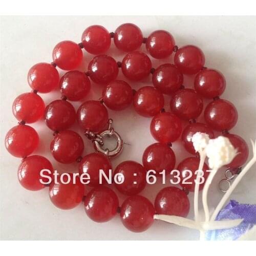 Hot free Shipping new Fashion Style diy 8mm red stone jades chalcedony beads necklace 18'' MY3364