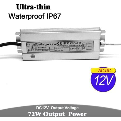 72W 6A 12V DC Power Supply IP67 Waterproof Transformers 100-240v AC DC12V Outdoor Power Adapter For Led Strip Light CCTV Monitor