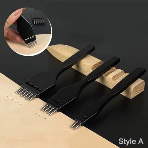 Leather Hole Punch Punch Tool with 4mm Spacing 2-4-6 Teeth Row Flush, Crafting Tools Supplies for Belt and Strap Gasket 3Pcs Set