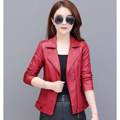 New Spring Autumn Women Short Faux PU Jacket Slim Fashion Punk Outwear Motorcycle Leather Jacket Casual Coat