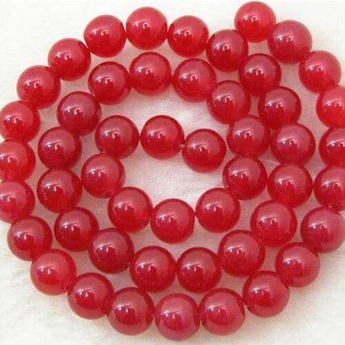 Factory outlet 8mm red chalcedony jades round loose beads fit diy necklace bracelet women fashion jewelry making 15inch MY5084