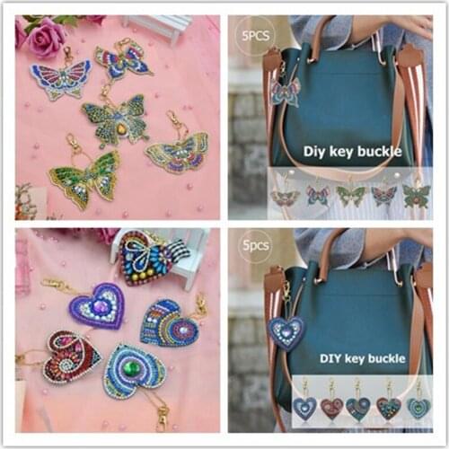 5pcs DIY Full Drill Diamond Painting Special Shaped Butterfly Diamond Painting Women Girl Bag Key Chain Jewelry handmake gifts