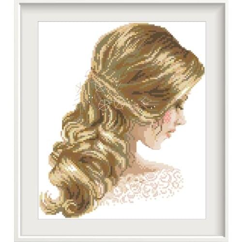 Blonde Girl Patterns Cross Stitch Kits Printed Fabric Embroidery Needlework Sets 11CT 14CT DIY Sewing Crafts Home Decor Painting
