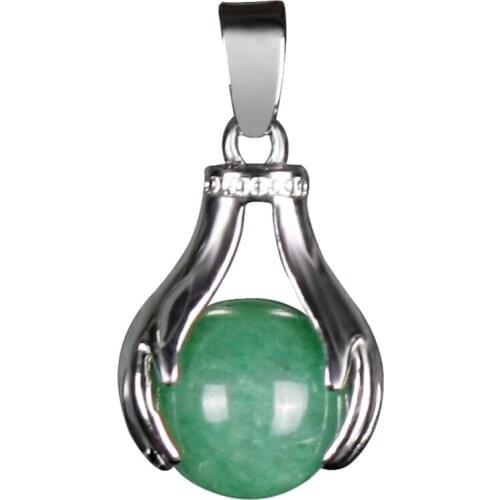 Natural In Palm Reiki Chakra Healing The Apple of My Eye Beads Hands Hold Ball Stone Pendant Charm Necklace 50pcs Free Shipping