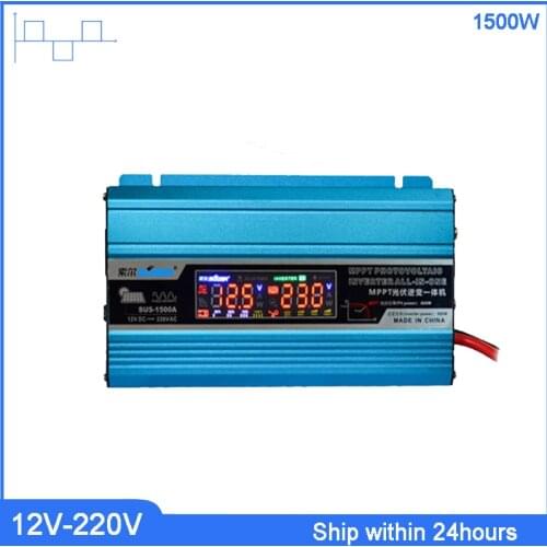 New 1500W All-in-One Power Modified Sine Wave Inverter +Controller DC12V to AC220V Inverter with USB/ Solar Battery 20A Charger