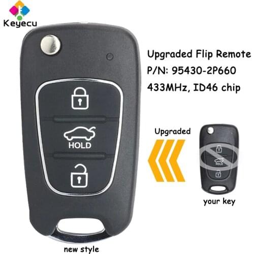 KEYECU Upgraded Flip Remote Control Car Key With 3 Buttons & 433MHz & ID46 Chip - FOB KIA Sorento 2011 2012 P/N: 95430-2P660