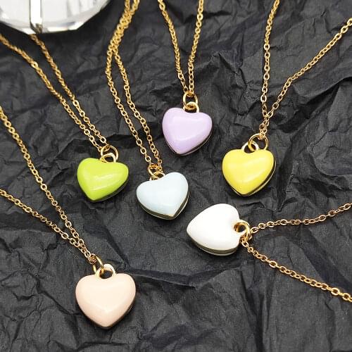 Heart Necklace Couple Pendants Chokers on the Neck Pendant Stainless Steel Fashion Chain Necklace Gift Jewelry for Woman Girls