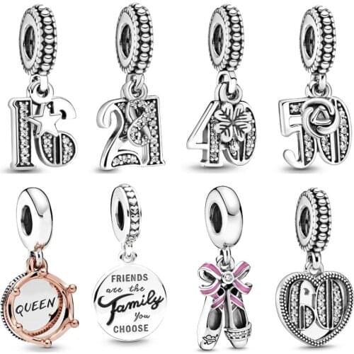 Fit Original Pandora Charms Bracelet 925 Sterling Silver friend queen 21 40 50 60 pendant Charm Bead DIY Jewelry Making Berloque