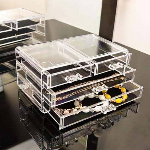 Transparent cosmetic storage box dustproof jewelry box dressing table acrylic enlarged skin care products sorting drawer type