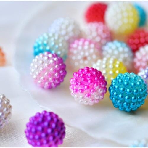 20p 12mm Rainbow Bayberry Beads Acrylic ABS Imitation Pearl Beads Spacer Bead for DIY Accessories Jewelry Europe necklace Making