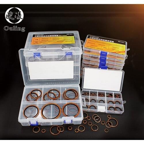 M6/M8/M10/M12/M14/M16/M18/M20~M24mm Bonded Washer Metal Rubber Oil Drain Plug Gasket Sealing O Ring Assortment Set