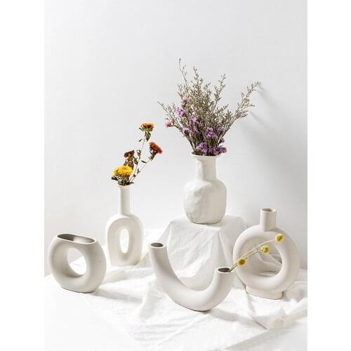 Modern Solid color Geometric section Art Vases Desktop Ornaments Countertop Flower Vases Home Dried Flower Decor Wedding Gifts