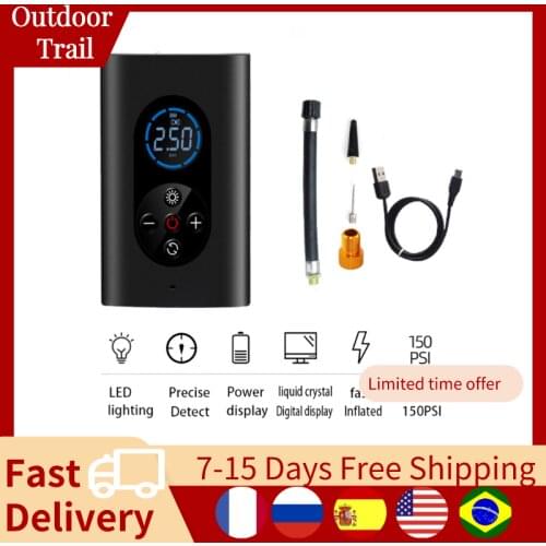 Smart Tire Inflator 150psi Automatic USB Charging Wireless Car Tire Pump with Led Lighting Digital Air Pump for Bike Ball