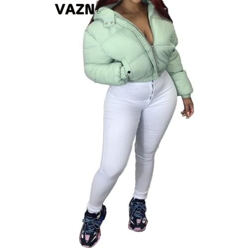 VAZN 2020 Winter Little Chap Simple Casual High-end Down Jackets High Waist Waist Full Sleeve Energy Daily Women Short Outwears