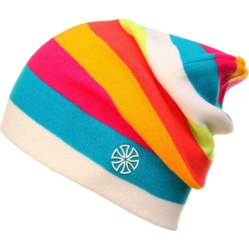 Feitong Winter Mens Ladies Ice Cap Rainbow Ski Hat Double Knit Warm Ski Hat winter hats for women men Casual outwear