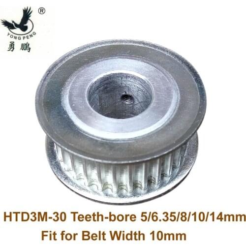 High quality 1pc HTD3M 30 teeth Timing Pulley bore 5/6.35/8/10/12/14mm fit for width 10mm timing belt of HTD 3M S3M 30 tooth ARC