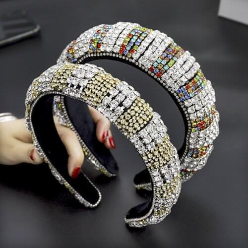 2020 Vintage Luxurious Full Rhinestone Bezel Hair Band Women Headband Girls Hair Accessories Hair Clips opaska do wlosow