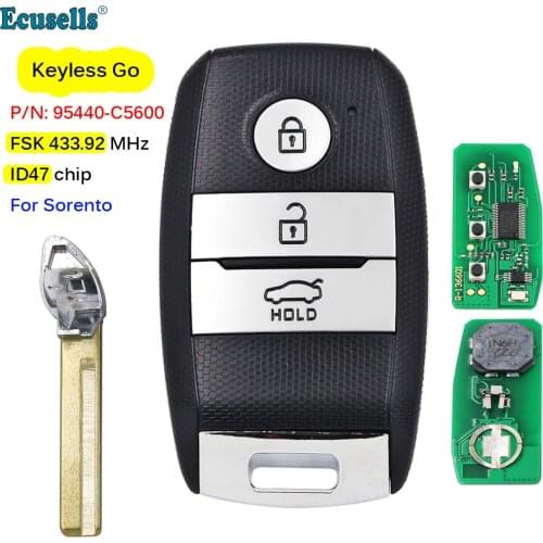 3 Button FSK 433.92MHz Keyless Go Smart Remote Key Fob NCF2971X / HITAG 3 / 47 CHIP PN: 95440-C5600 HY15 for Kia 2018 Sorento
