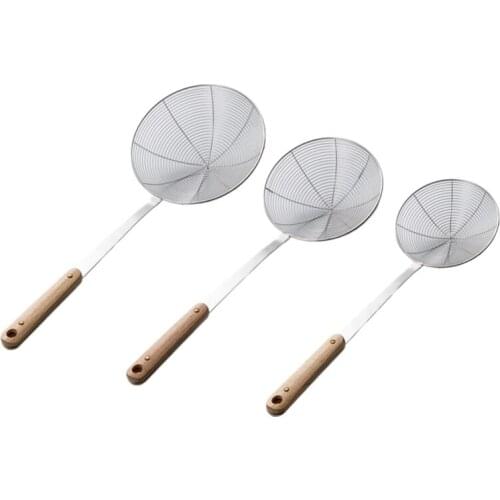 3Pcs Stainless Steel Colander Sifter Scoop Durable Hot Pot Slotted Spoon Mesh Strainer Kitchen Tools(3 Sizes)