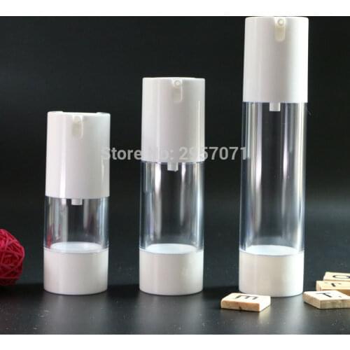 30ml 50ml White Transparent Plastic Airless Vacuum Pump Travel Bottles Empty Cosmetic Containers Packaging for women 10pcs/lot