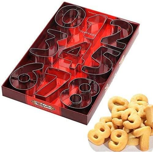 9pcs/set Large Size Number Cookie Cutter Stainless Steel Biscuit Fondant Baking Mold Cake Decorating Tools Gift Package