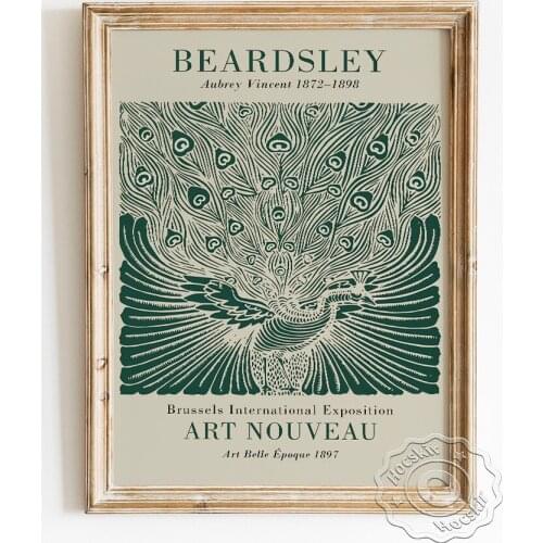 Beardsley Aubrey Vincent Exhibition Museum Poster, Peacock Modern Abstract Prints, Art Nouveau Wall Picture Decorative Painting