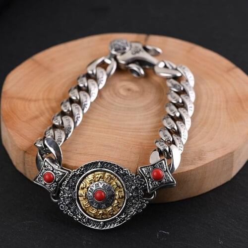 100% Pure 925 Sterling Silver Survival Bracelet For Women Men Buddha Zodiac Mantra Vajra friendship Bracelet Bangle Fine Jewelry