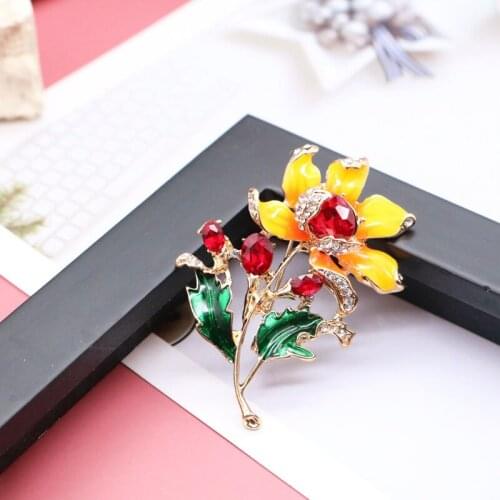 Flower Brooch Sweet Enamel Colorful Christmas Gift