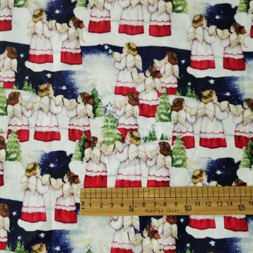 Digital Printing Christmas Cotton Fabric New Year Love Angel Pattern Cloth Patchwork Sewing Material Diy Children Clothing/Dress
