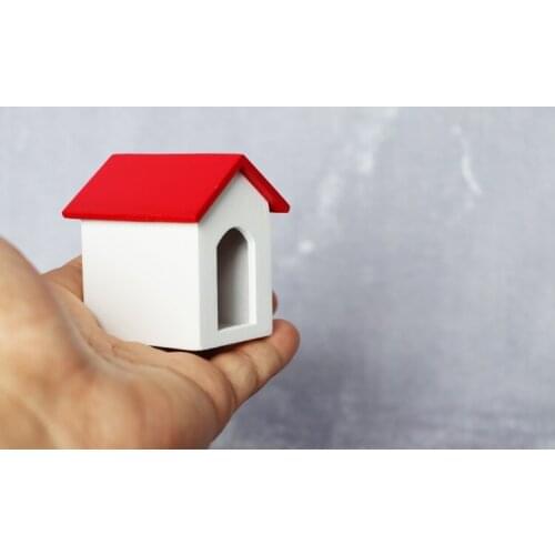 M02-X045 children baby gift Toy 1:12 Dollhouse mini Furniture Miniature rement Red top white wall small house kennel 1pcs