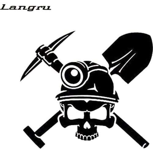 Langru 15.2*13.4CM Miners Personality Skull Car Stickers Vinyl Decals Car Accessories Jdm