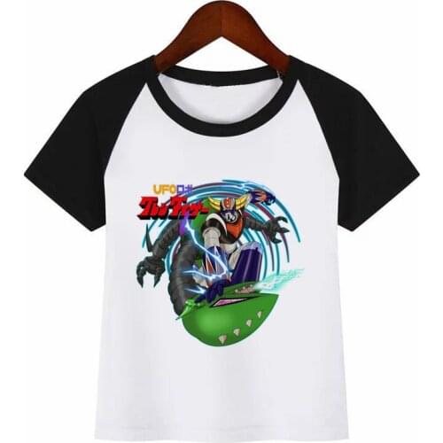 Boys and Girls Anime Robot Grendizer Japanese Anime Classic Print T Shirt Baby Kids Funny Clothes Chirden Summer T-shirt