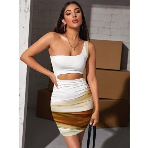 Giyu Brand Abstract Dresses Women Psychedelic Halter Sleeveless Art 3d Print Harajuku Pleating Womens Clothing Mini Evening