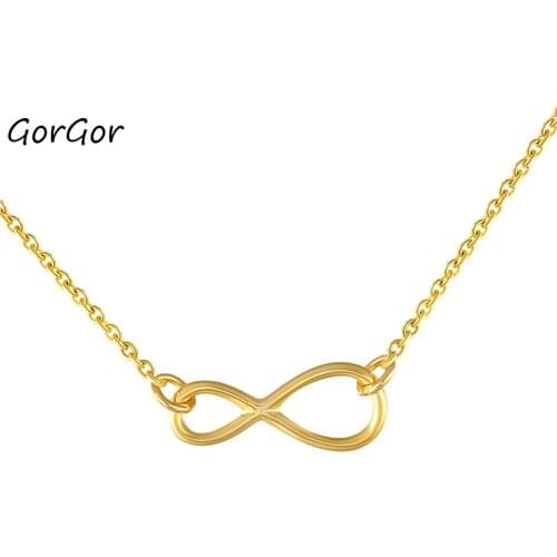 GorGor Necklace Women 925 Sterling Pattern Endless Number 8 Pendant Creative Elegant Engagement Trendy Jewelry 60301090980