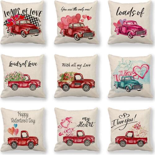GZTZMY Cushion Cover Valentines Day Gift Pillow Cover Funda Cojin Cushion Covers 45*45 Cm Artificial Linen Material Pillowcases